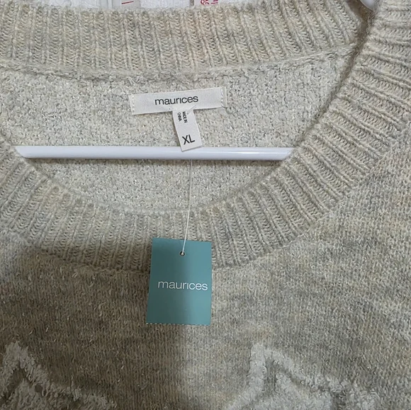 Maurices Cream Star Pattern Sweater NWTS Size XL - Picture 3 of 4